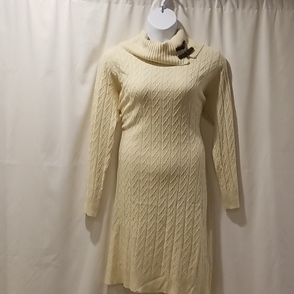 Buckle Neck Cable Sweater Dress